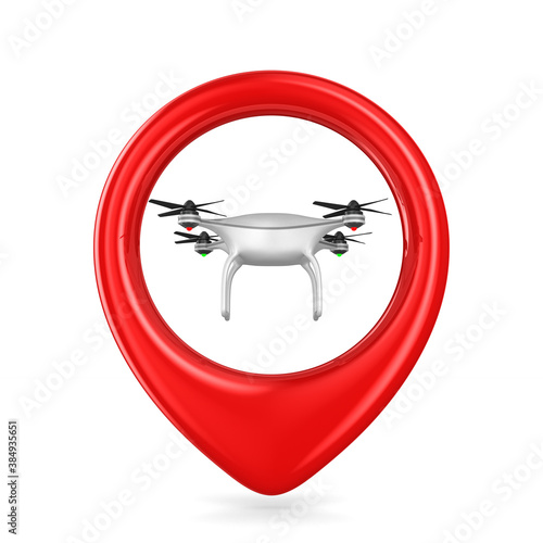 drone into pointer on white...
