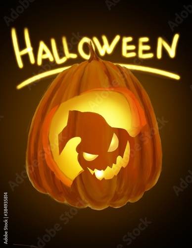 halloween background with pumpkin, Oogie Boogie