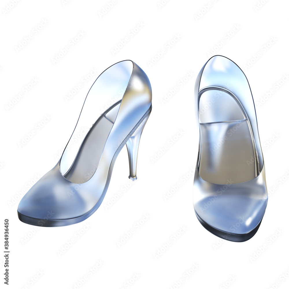 Glass Shoe, 3D Rendering, 3D Illustration Glass Shoe, 3D Rendering, 3D Illustration