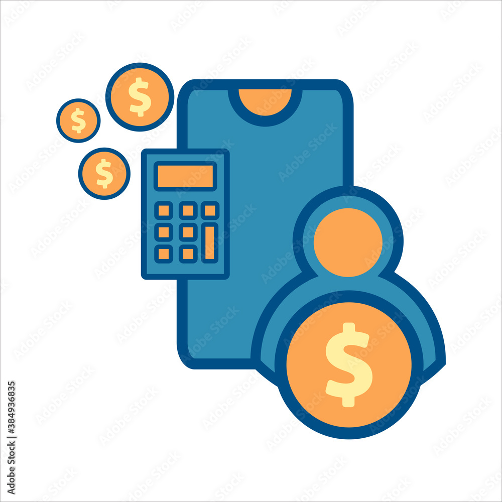 flat design style mobile finance icon vector concept. smartphone with money and calculator icon. flat design style mobile finance icon vector concept. smartphone with money and calculator icon.