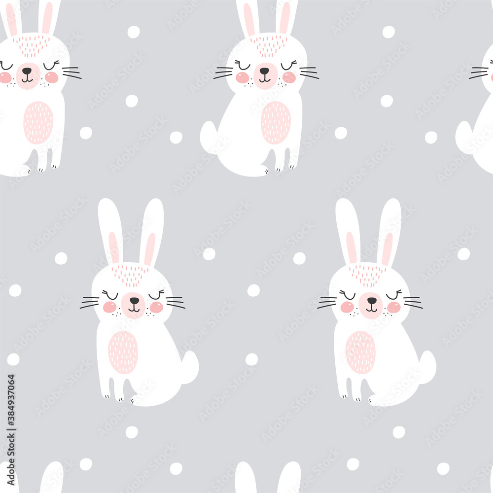 Seamless pattern with cute rabbit. Childish print. Vector Seamless pattern with cute rabbit. Childish print. Vector