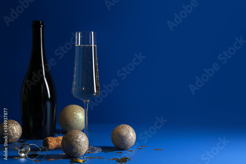 Champagne bottle and flute ...
