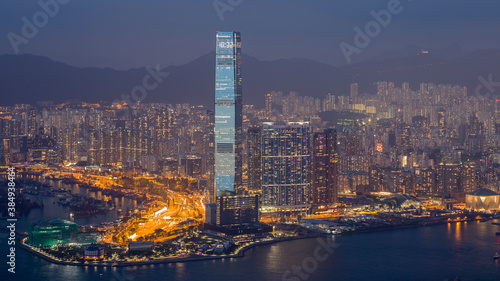 Obraz na plátně The International Commerce Centre is a 484 m commercial skyscraper completed in 2010 in West Kowloon, Hong Kong