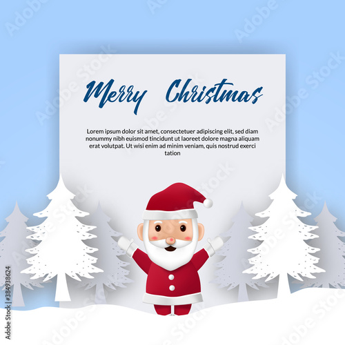 merry christmas and happy new year with cute santa claus character on the snow © andinur