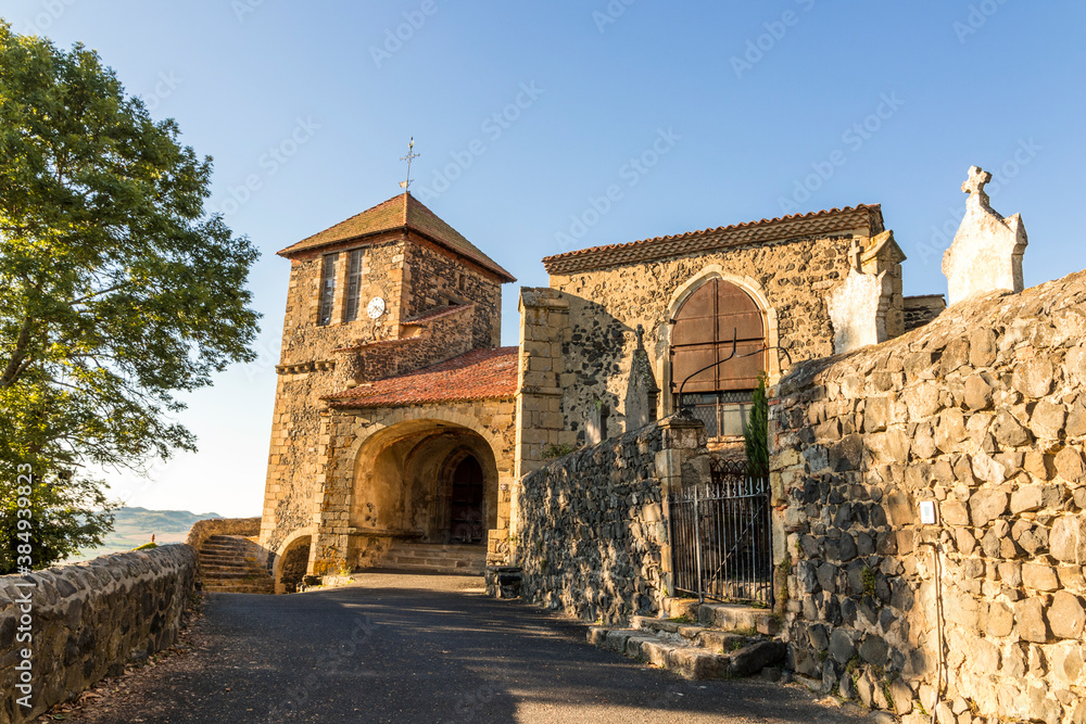 Usson, France. The Church of Saint Maurice, a Romanesque temple in Auvergne