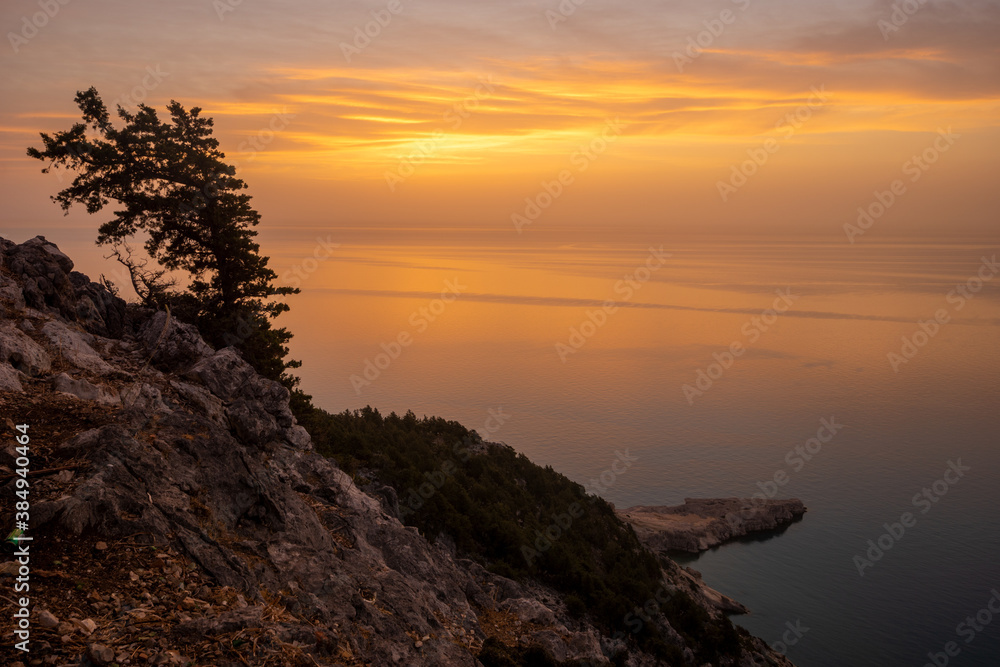 Fototapeta premium Rhodes island landscape at sunrise