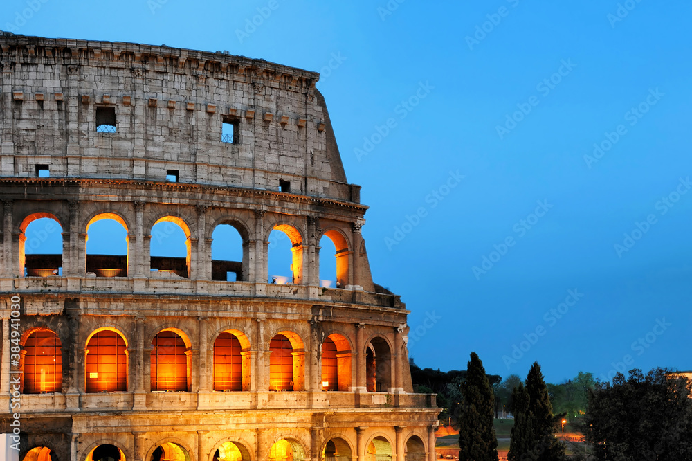 Flavian amphitheater (Colosseum) at the evening, Rome, Italy