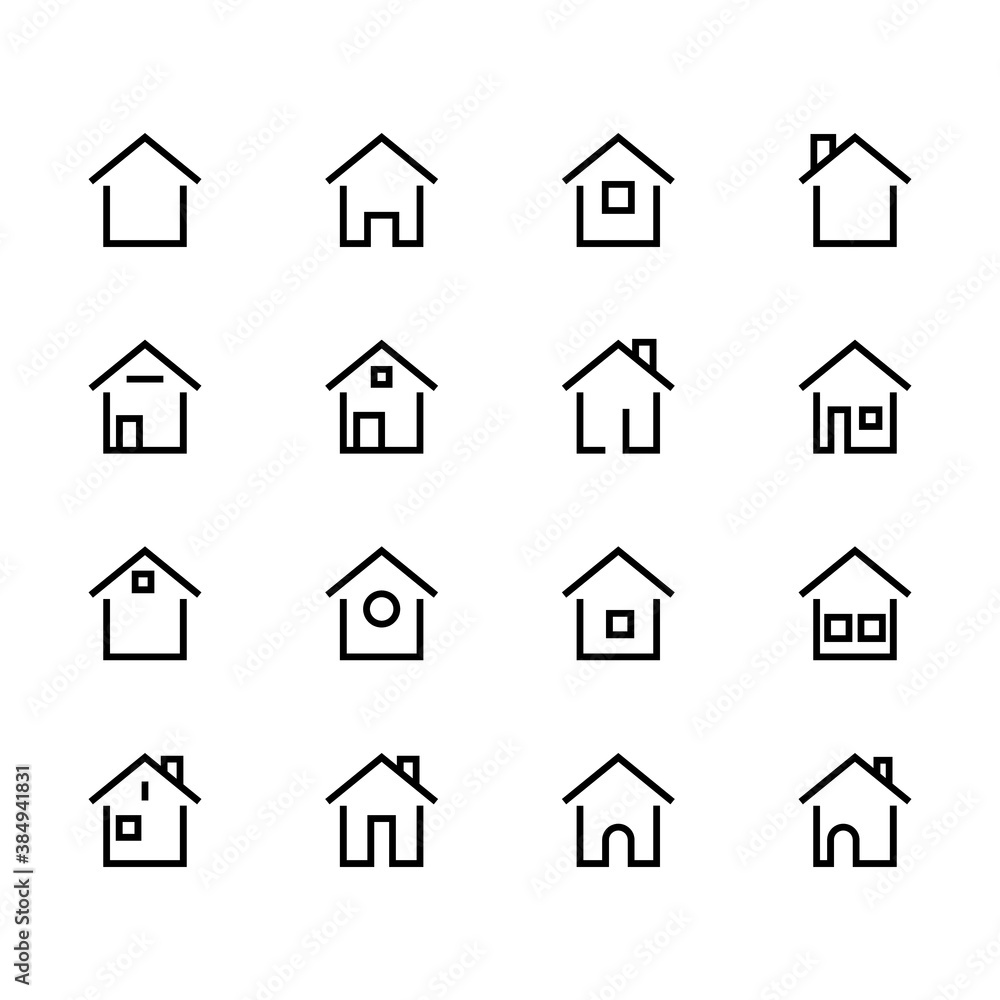 Set line icons representing house. Vector Illustration.