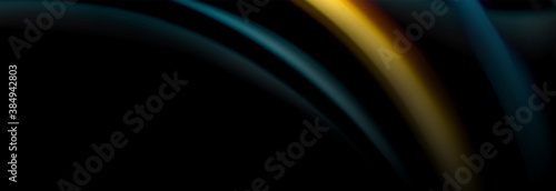 Fototapeta Naklejka Na Ścianę i Meble -  Dynamic motion abstract background. Color blurred stripes on black. Wave liquid lines poster. Vector illustration