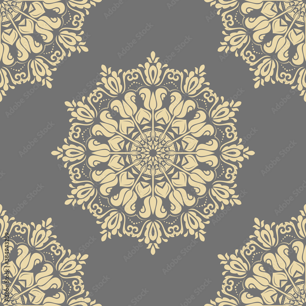 Orient vector classic gray and golden pattern. Seamless abstract background with vintage elements. Orient background. Ornament for wallpaper and packaging Orient vector classic gray and golden pattern. Seamless abstract background with vintage elements. Orient background. Ornament for wallpaper and packaging