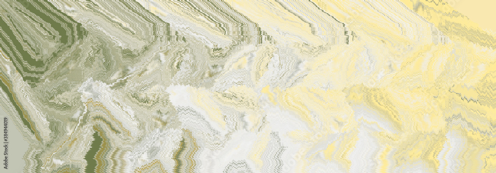 Yellow marble texture background. Template for various purposes. Abstract illustration with brown and white waves.