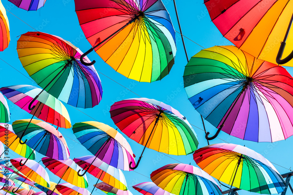 Colorful umbrellas.  rainbow umbrellas background