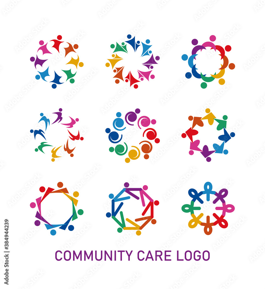 Colorful social community care logo with different style.