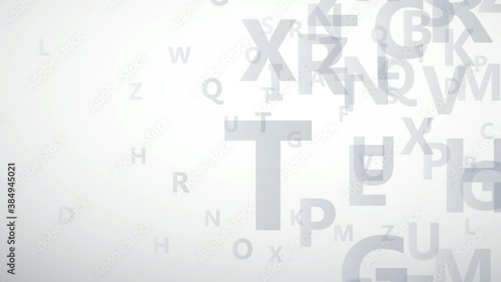 Abstract ABC Alphabet on white background, letters in transparency. 2D animation. Loop footage 4k Abstract ABC Alphabet on white background, letters in transparency. 2D animation. Loop footage 4k