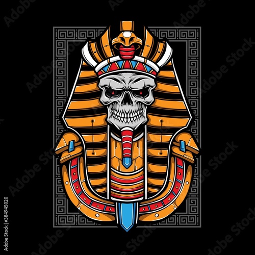 Fototapete egyptian skull mummy vector illustration