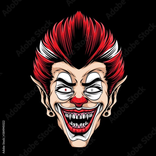 scary clown head vector logo
