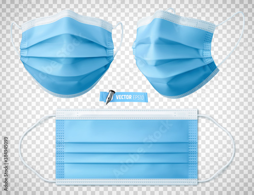 Masques chirurgicaux vectoriels sur fond transparent