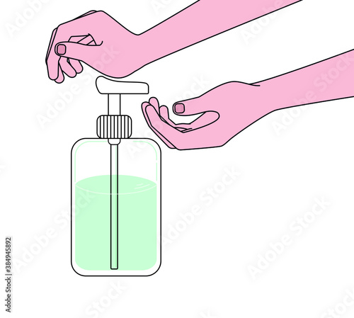 dispenser with liquid soap for washing hands