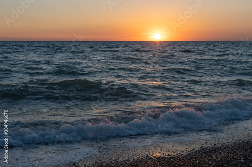 Sunset over the seahorizon. Black sea
