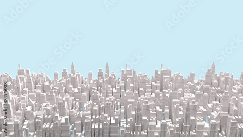 white city building on blue background for business content 3d rendering.