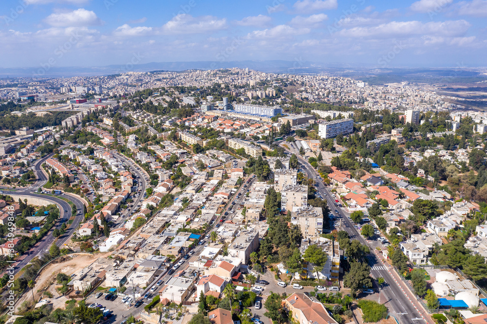 Aerial view of the city of Nof Galil, formally known as Nazareth illit.
