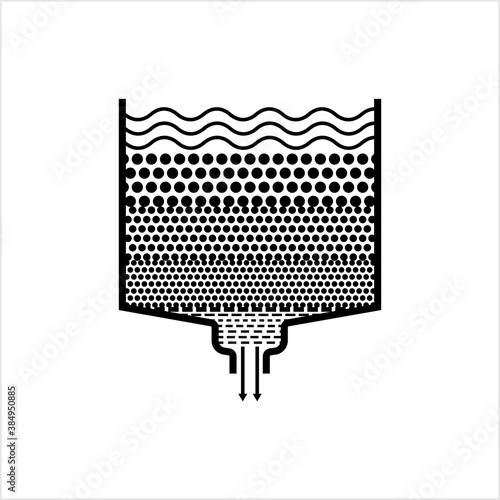Drop Water Filter Icon, Sand Filter Water Treatment Process Of Water Purification