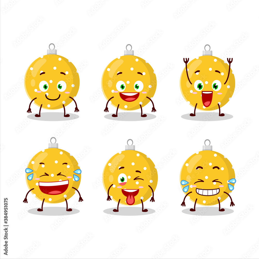 Cartoon character of christmas ball yellow with smile expression