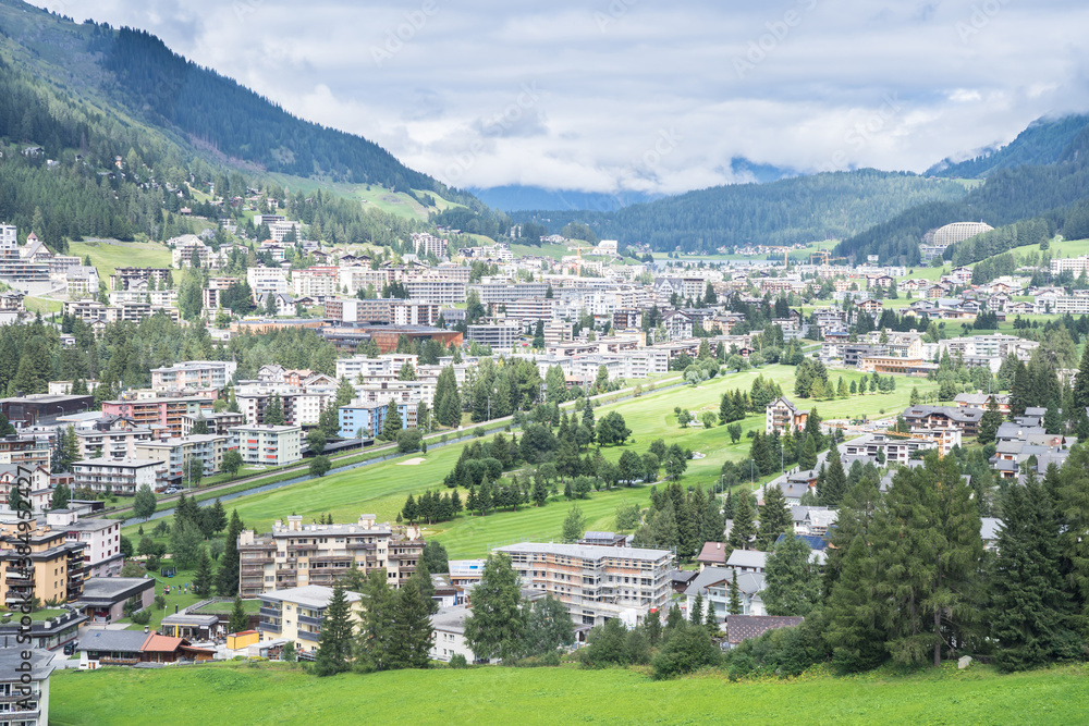Panorama view of Davos, Switzerland