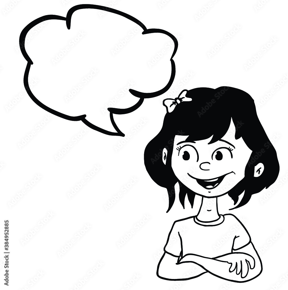 smiling girl with speech bubble black smiling girl with speech bubble black