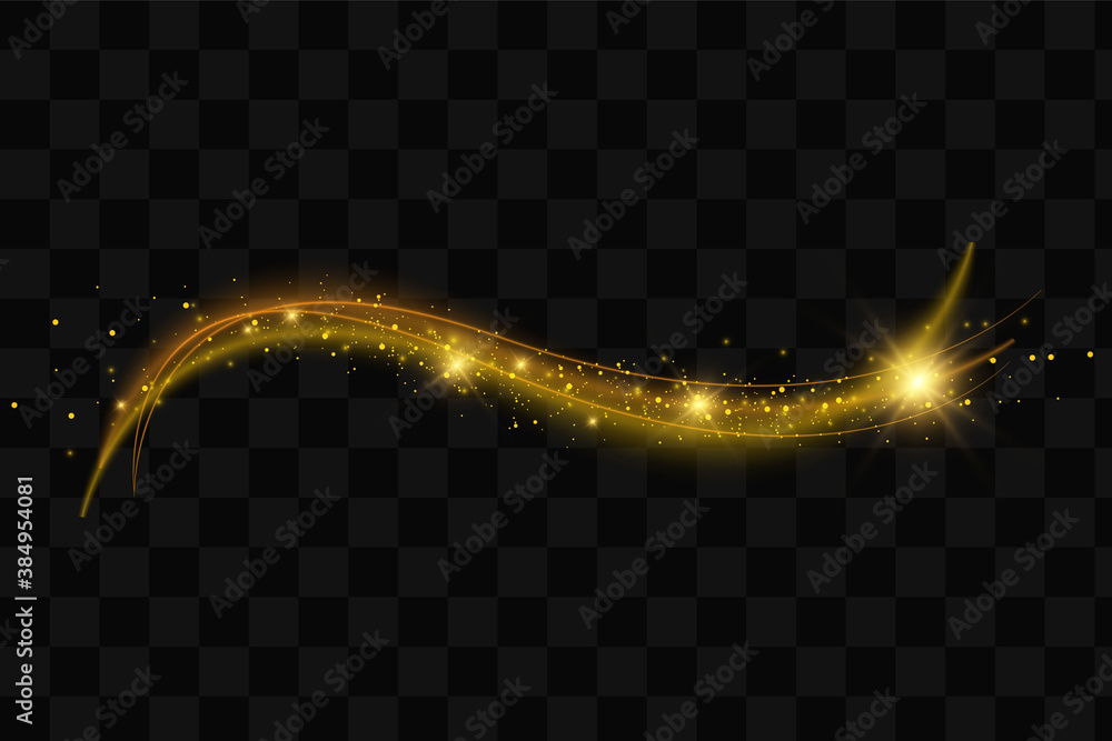 Shimmering waves with light effect isolated - obrazy, fototapety, plakaty 