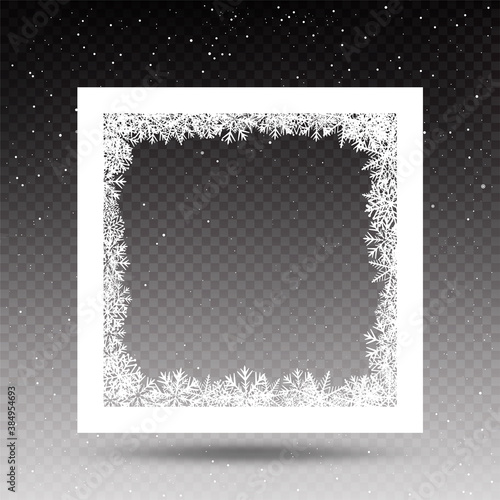 snowy square frame template
