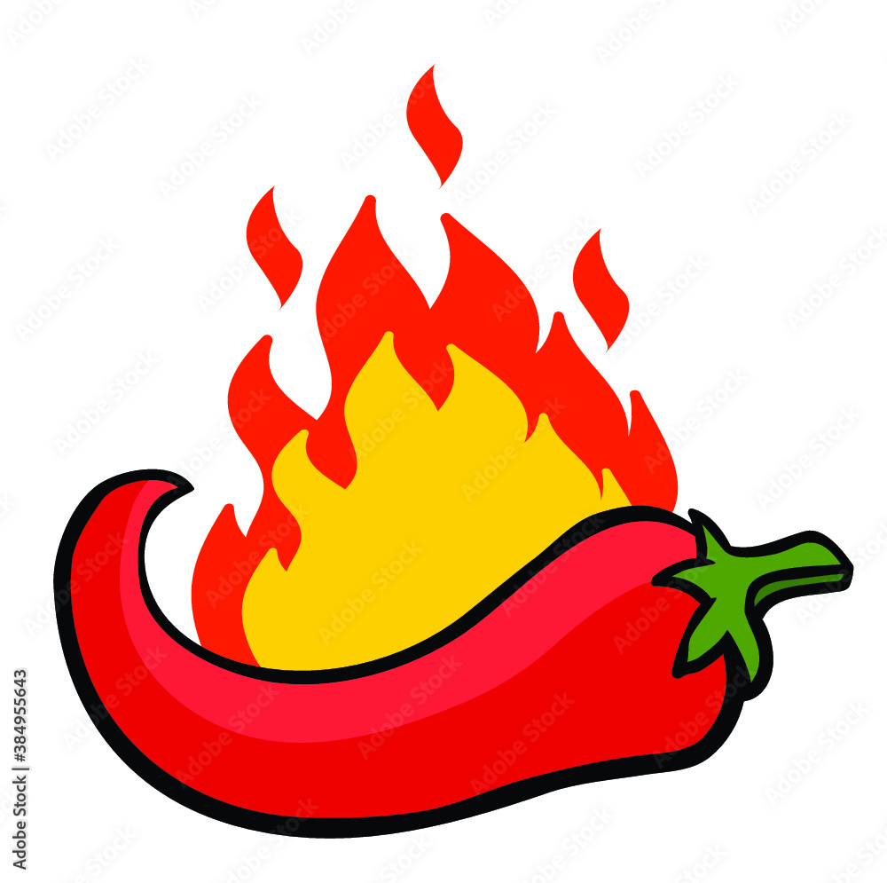 cartoon flaming hot chili pepper Stock Vector | Adobe Stock