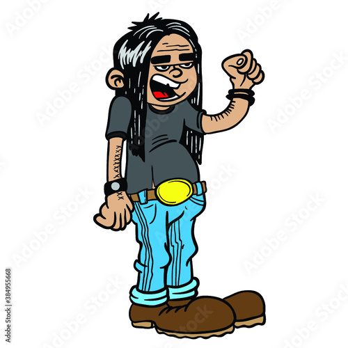 heavy metal kid cartoon illustration