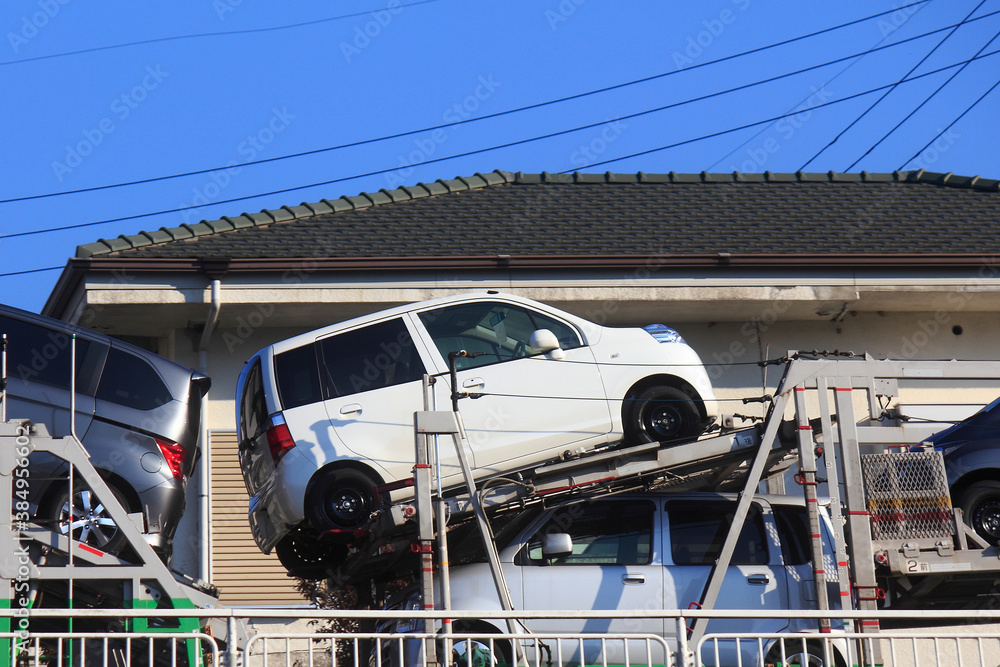 Naklejka premium 自動車陸送の積載車