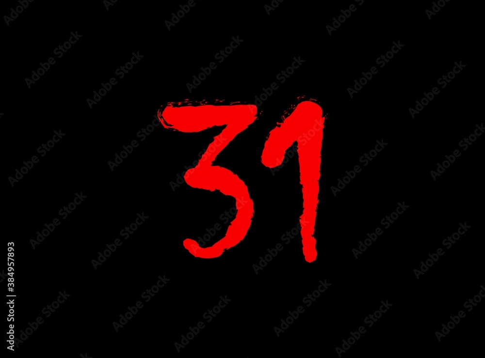 31 Horror bloody, scary vector number. Insane Fear brutal, scream font. Wicked night theme style design. Hand writing eps10 illustration 31 Horror bloody, scary vector number. Insane Fear brutal, scream font. Wicked night theme style design. Hand writing eps10 illustration