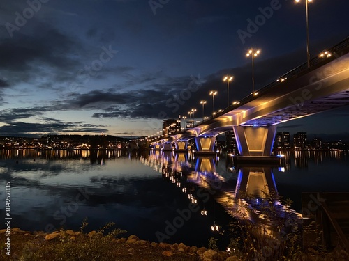 bridge at night in Jyväskylä, Finland. photo