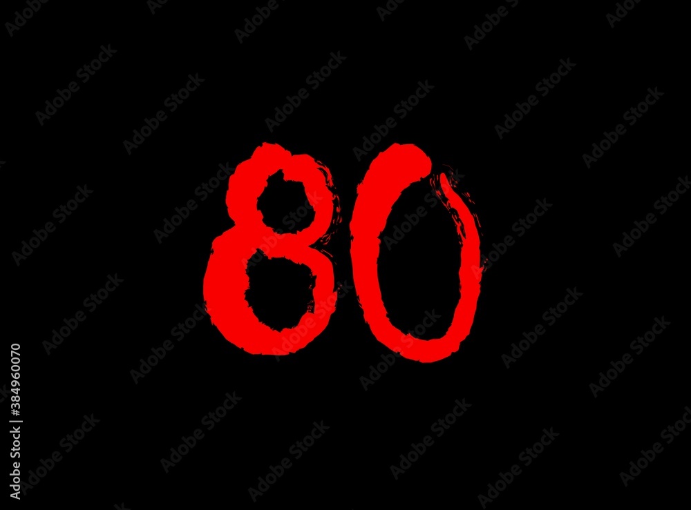 80 Horror bloody, scary vector number. Insane Fear brutal, scream font. Wicked night theme style design. Hand writing eps10 illustration 80 Horror bloody, scary vector number. Insane Fear brutal, scream font. Wicked night theme style design. Hand writing eps10 illustration