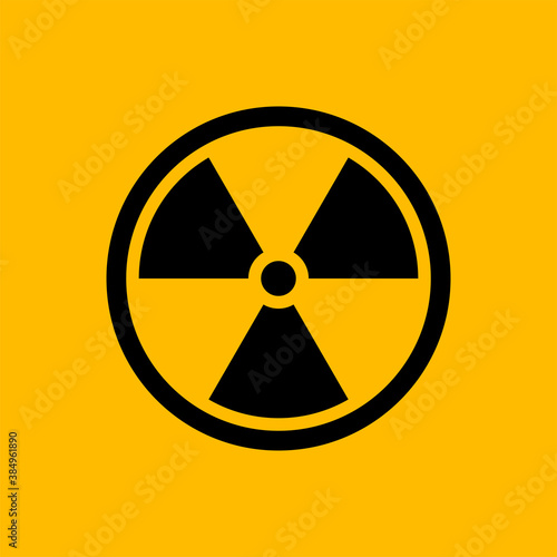Black radiation symbol isolated on yellow background