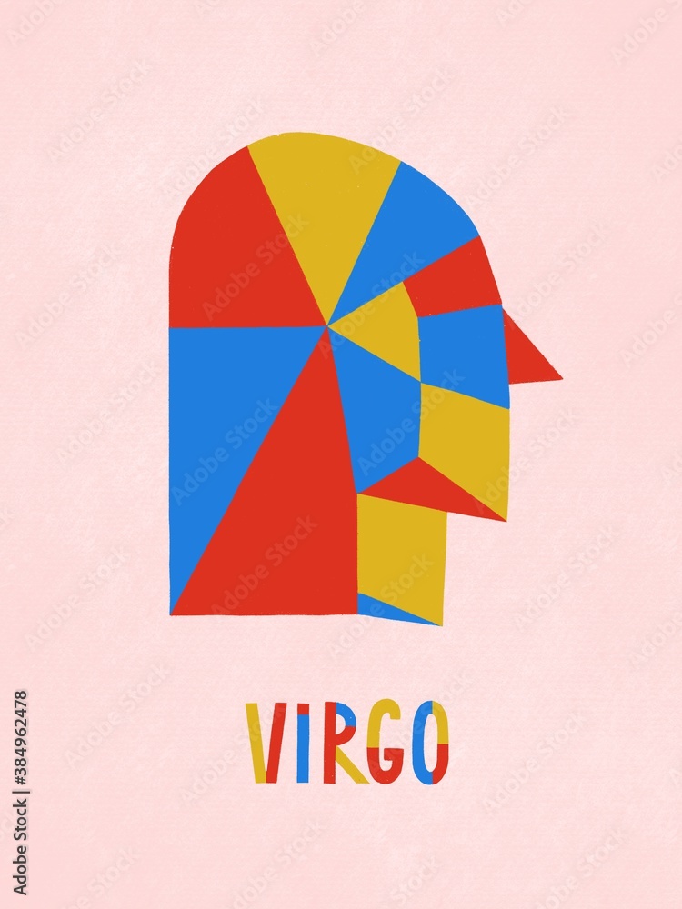 Virgo zodiac sign. Magic characters. Hand drawn abstract geometric ...