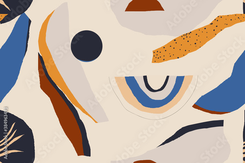 Abstract artistic illustration pattern. Creative collage contemporary seamless pattern. Fashionable template for design.