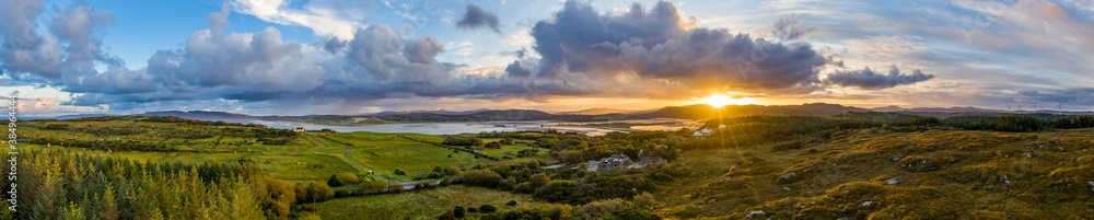 Aerial panorama of Ballyiriston and Maas in County Donegal - Ireland.