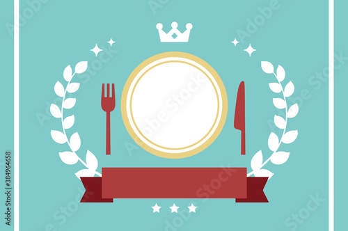 Simple tableware for knives and forks and laurel ranking material