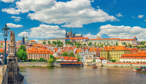 Fotografi Panorama of Prague city historical centre with Prague Castle, St