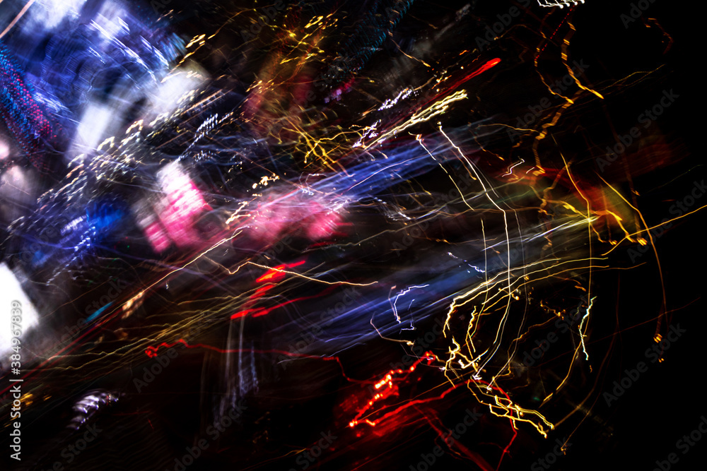 Urban galaxy. Original light painting, long exposure. Abstract photography.