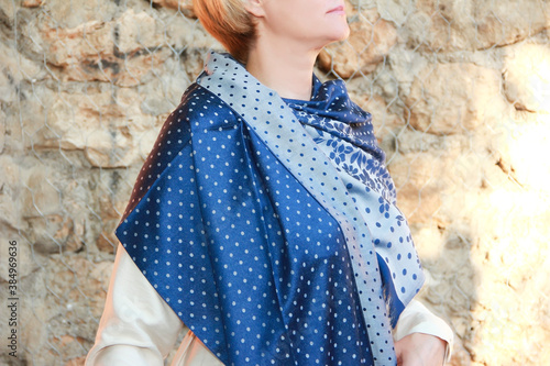Obraz na plátně women's shawl stole with a pattern