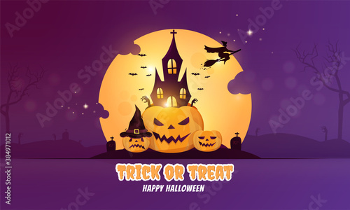 Flat design of happy Halloween party for invitation banner concept