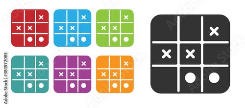 Black Tic tac toe game icon isolated on white background. Set icons colorful. Vector.