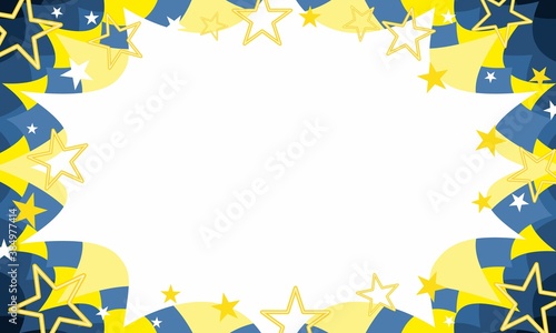 christmas celebration sale event invitation starbust background in swedish blue and gold with stars