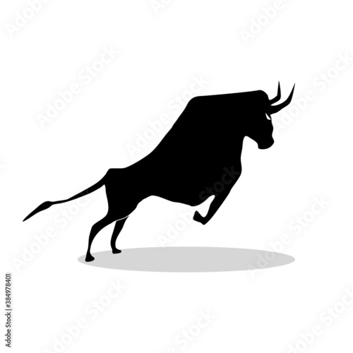 Bullish market on stock market. Bull symbol. silhouette Bull. Growing market