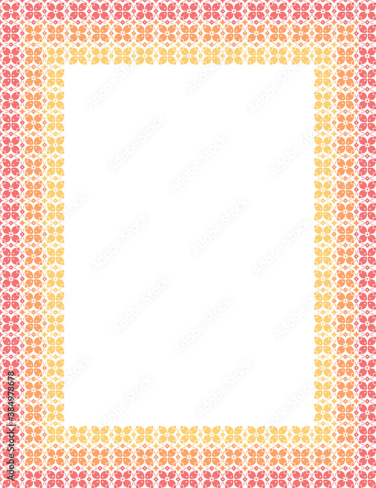 Floral ornamental background with frame for text or photo. For invitations, greeting cards, announcements or photo frame 